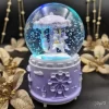 گوی شیشه ای بزرگ موزیکال پمپی برفی با شش طیف نوری طرح سه اسب تک شاخ شهر بازی Happy Time