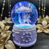گوی شیشه ای بزرگ موزیکال پمپی برفی با شش طیف نوری طرح سه اسب تک شاخ شهر بازی Happy Time