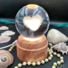 چراغ خواب بلورین و گوی کریستال شب خواب بزرگ چرخان با قطر ۸ سانت با طرح سه بعدی قلب ابری