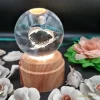 چراغ خواب بلورین و گوی کریستال شب خواب بزرگ چرخان با قطر ۸ سانت با طرح سه بعدی دولفین و ماه