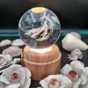 چراغ خواب بلورین و گوی کریستال شب خواب بزرگ چرخان با قطر ۸ سانت با طرح سه بعدی فرشته