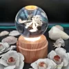 چراغ خواب بلورین و گوی کریستال شب خواب بزرگ چرخان با قطر ۸ سانت با طرح سه بعدی فرشته