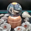 چراغ خواب بلورین و گوی کریستال شب خواب بزرگ چرخان با قطر ۸ سانت با طرح سه بعدی فرشته