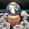 چراغ خواب بلورین و گوی کریستال شب خواب بزرگ چرخان با قطر ۸ سانت با طرح سه بعدی فرشته