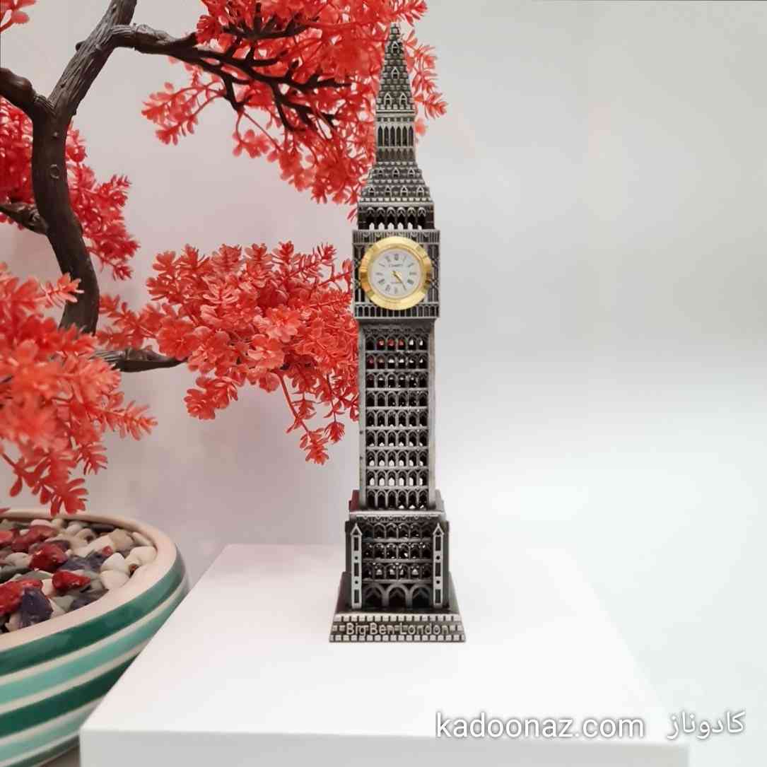 ماکت فلزی برج ساعت بیگ بن Big Ben لندن - رنگ نقره ای سایز ۲۵ سانت