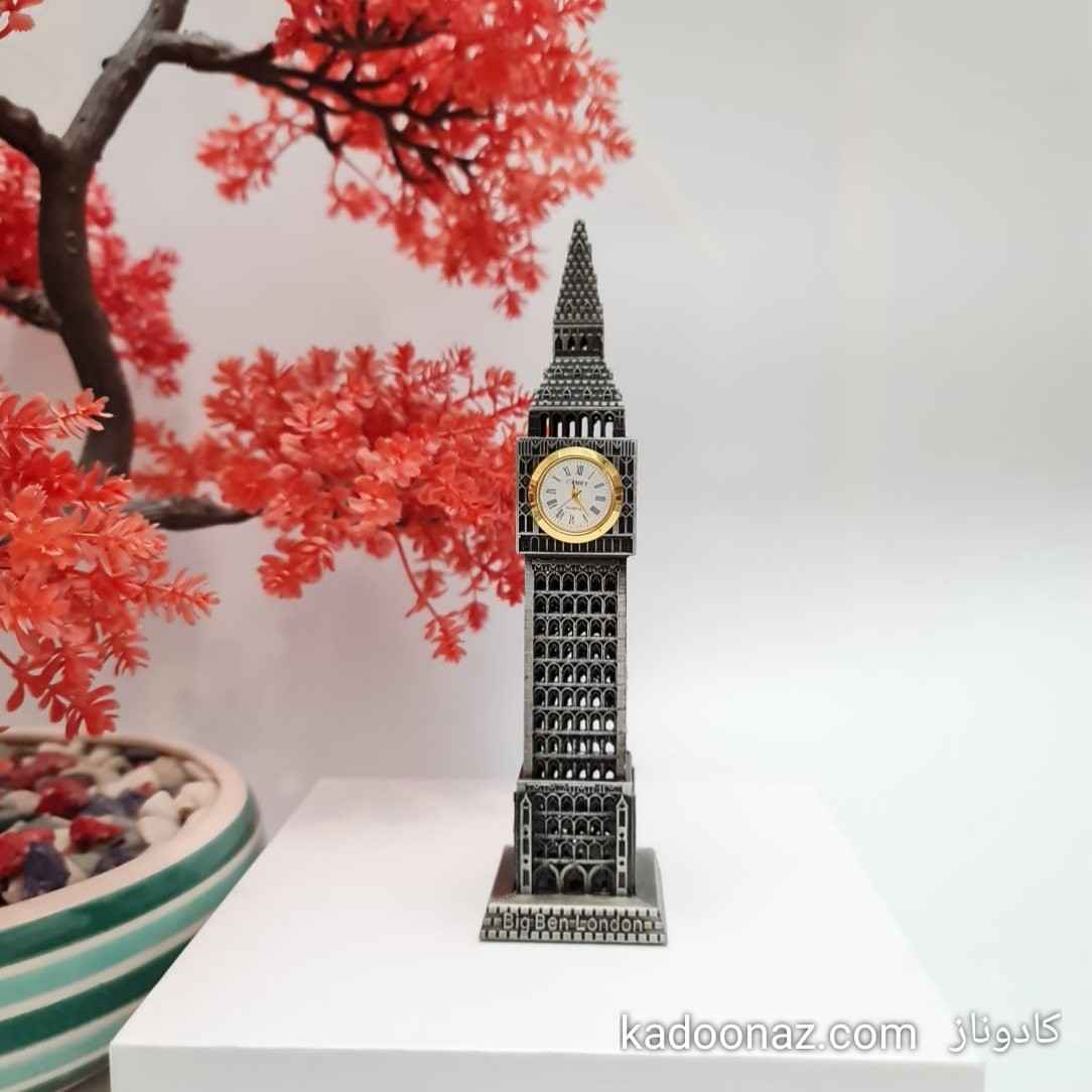 ماکت فلزی برج ساعت بیگ بن Big Ben لندن - رنگ نقره ای سایز ۱۹ سانت