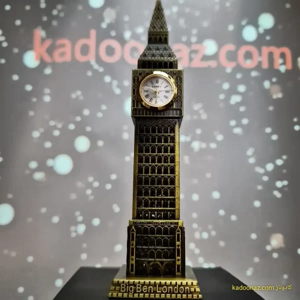 ماکت فلزی برج ساعت بیگ بن Big Ben لندن - رنگ طلائی مات سایز ۱۹ سانت